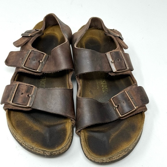 Shoes - Birkenstock Milano Brown Leather Double Strap Sandal Women’s Sz 7